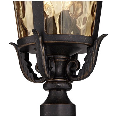 Vintage Bronze Outdoor Post Light with Champagne Glass