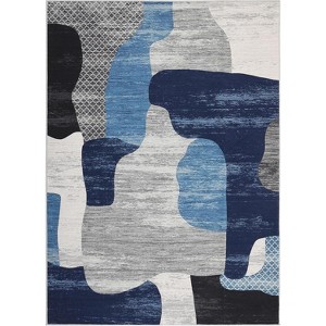Washable Non-Slip Modern Abstract Hallway Runner, Color Block Patchwork Rug for Kitchen, Laundry, Entryway - 1 of 4