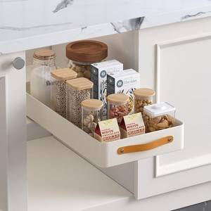 Telescopic Drawer Kitchen Organizer 25cm, Pull Out Storage Shelf with Handle, No Drill, Space-Saving Cabinet Organizer for Bathroom - 1 of 4