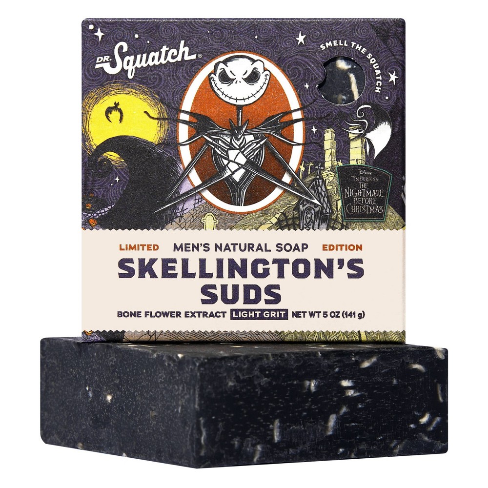 DR. SQUATCH Men's All Bar Soap - Skellington Suds - 5oz: Fresh Scent, Normal & Sensitive Skin, Whole Body Use