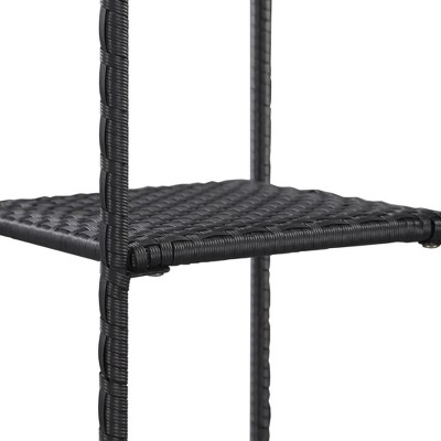 Black Poly Rattan 3-Tier Lean To Shelving Unit