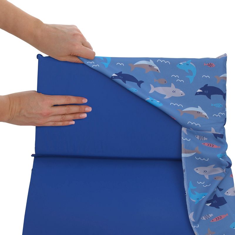 Everything Kids Shark, Fish, Ocean Blue and Grey Preschool Nap Pad Sheet, 3 of 6