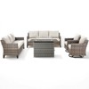 Buenhomino 6 Pieces Wicker Outdoor Patio Furniture Set Conversation Sofa Couch with a Fire Pit Table, Swivel Chairs and Cushions - 2 of 4