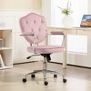 NicBex Adjustable Height Velvet Button Tufted Home Office Chair with Padded Armrests and Wheels for Work Study Vanity - 2 of 4