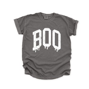 Simply Sage Market Women's Boo Distressed Short Sleeve Garment Dyed Tee - 1 of 4