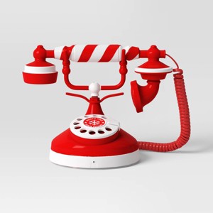 Animated Christmas Candy Striped North Pole Antique Telephone - Wondershop™: Humorous Holiday Recordings, Indoor Decor - 1 of 3