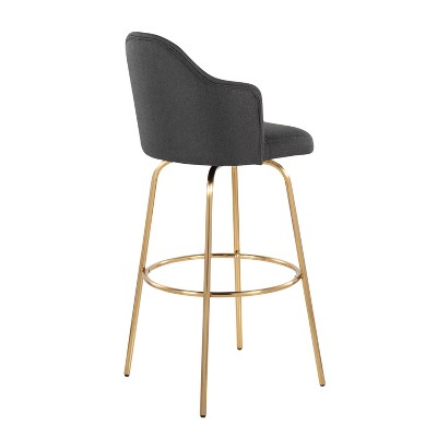 Ahoy 24" Contemporary Swivel Barstool in Gold and Charcoal
