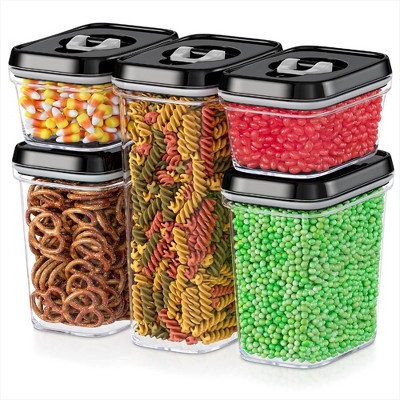 DWËLLZA KITCHEN Black Lids Clear Plastic Airtight BPA-Free Food Storage Containers