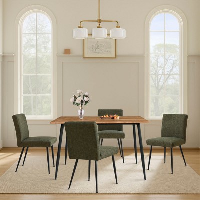 5-Piece Modern Dining Set,47" Rectangular Dining Table Wood Top with Upholstered Linen Dining Chairs for Dining Room, Living Room-Tanpinhause
