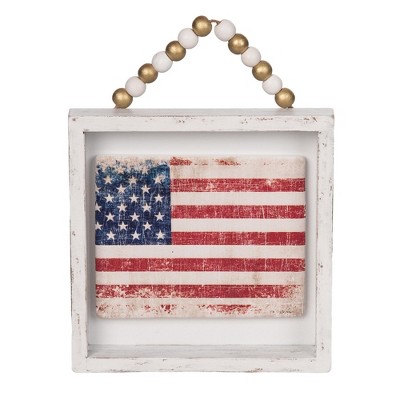 Transpac Wood Ceramic Framed Flag Bead Hanger Home Decorations Spring