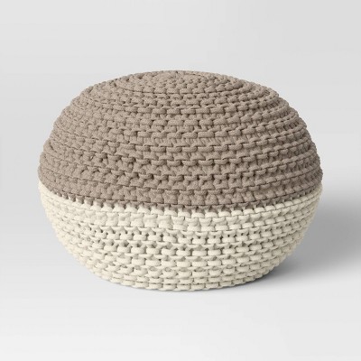 Cloverly Chunky Knit Pouf Cream/Light Brown - Threshold™