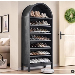 71" Tall Shoe Closet Shelf Organizer, 7 Tier Arched Bathroom Storage Cabinet with Adjustable Shelves, Food Pantry for Living Room Entryway Hallway - 1 of 4