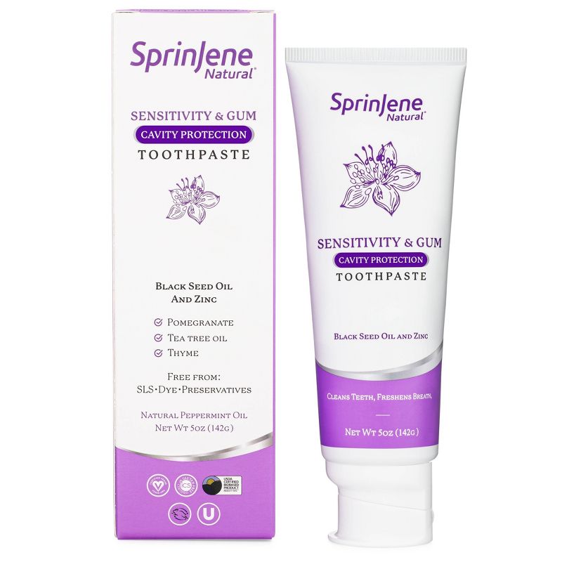 SprinJene Natural Sensitivity & Gum Cavity Protection Toothpaste - 5oz, 1 of 2