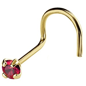 Jewelry Avalanche 22G 14K Gold Nose Screw Nose Stud with Ruby Gemstone - 1 of 2