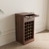Vynxaria Bar Serving Carts, 35-Inch Brown Walnut Modular 28-Bottle Wine Cabinet - 4 of 4