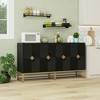 Carved 4 Door Sideboard ,Sideboard Buffet Cabinet With Storage ,Modern Coffee Bar Cabinet With Adjustable Shelf For Living room,Diningroom,Kitchen - 3 of 4