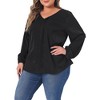 Agnes Orinda Women's Plus Size Work Dressy Casual Pleated V Neck Long Sleeve Blouses - 4 of 4