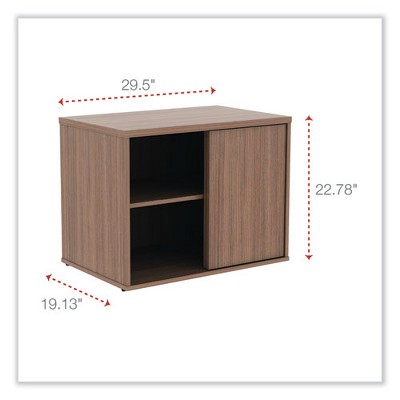Modern Walnut Low Profile Office Storage Cabinet