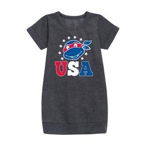 Girls' - Teenage Mutant Ninja Turtles - USA Raphael Graphic Short Sleeve Fleece Dress - 1 of 3