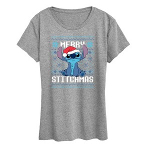 Women's - Lilo and Stitch - Merry Stitchmas Christmas Short Sleeve Graphic T-Shirt - 1 of 4