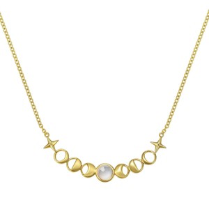 Molenia Celestial Moon Necklace for Women, 14K Gold Plated Moonstone New Full Moon Phase Lunar Pendant Chain Necklace Boho Spiritual Jewelry - 1 of 4