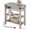 End Table with Charging Station, Narrow Flip Top Side Table with Drawer, Shelves for Living Room, Bedroom, Small Spaces - 2 of 4