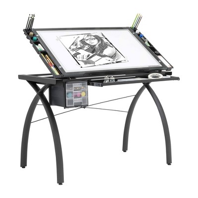 Artograph Futura LED 500 to 5,500 Lumen Adjustable Angle Home Drafting Light Table Drawing Desk for Tracing, Scrapbooking, Stenciling, and More, Black
