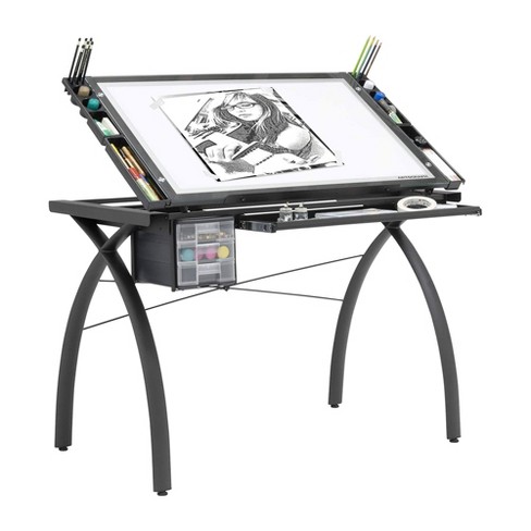 Artograph Futura LED 500 to 5,500 Lumen Adjustable Angle Home Drafting Light Table Drawing Desk for Tracing, Scrapbooking, Stenciling, and More, Black - image 1 of 4