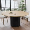 PexFix 60 in.H Solid Wood Round Dining Table Kitchen Table for 6-8 with Tabletop and Cylindrical Base for Living/Dining Room Coffee Office in Natural - 2 of 4