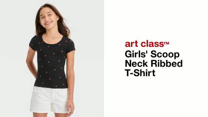 Girls' Scoop Neck Ribbed T-Shirt - art class™, 2 of 5, play video