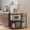 Bakers Rack, Microwave Stand, Kitchen Storage Rack with Wire Basket, 6 Hooks, and Shelves - 3 of 4