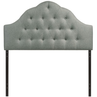 Gray Tufted Upholstered King Fabric Headboard