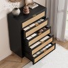 Zstar Rattan 5 Drawer Dresser, 44" High Narrow Chest of Drawers - 4 of 4