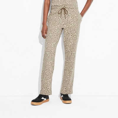 Women's Leopard Print Graphic Lounge Pants - Beige L