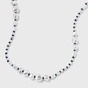 Mixed Simulated Pearl Beaded Necklace - Universal Thread™ Ivory