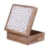 Mela Artisans Blossom Handcrafted Box in White over Light Burnt Finish - Medium - 2 of 4