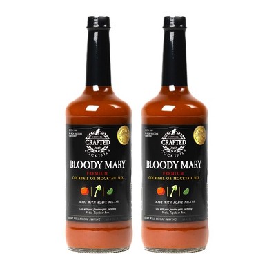 Crafted Cocktails Gold Medal Winning Bloody Mary Mix: 2 Pack:  50 Calories Per Serving, Tomato, Horseradish, Worcestershire and Spices for Great Taste