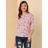 INSPIRE CHIC Women's Elbow Sleeves Boat Slim Fit Casual Stripe Animal Print Multi Floral Pattern T-Shirt - 4 of 4