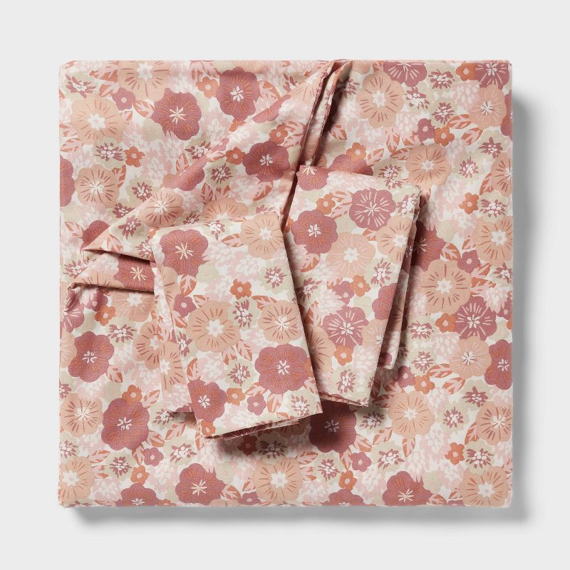 Printed Easy Care Duvet Cover and Sham Set Copper/Light Pink Floral - Room Essentials™, 3 of 5