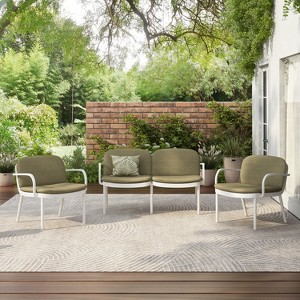 Christopher Knight Home Gunda Outdoor Modern 3 Pieces Polypropylene Upholstered Loveseat and Chair Set - 1 of 4