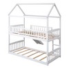 Twin Size House Bunk Bed with Slide, Kids Twin House Bed Frame with with Roof and Guardrails, White - 4 of 4