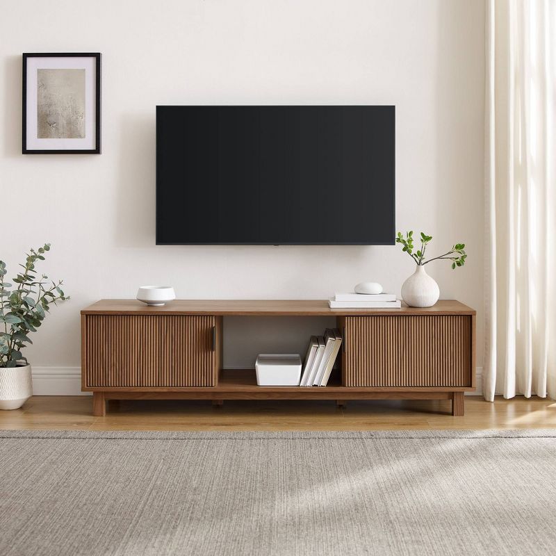 Modern Reeded Wood 2 Door TV Stand for TVs up to 65" - Saracina Home, 2 of 8