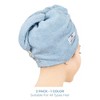American Soft Linen 100% Cotton Hair Drying Towels for Women, 2 Pack Turkish Hair Towel Wrap, Head Towel Cap with Button, Hair Turban Towel - 3 of 4