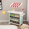 Costway Kids Ice Cream Cart Wooden Toddler Farmers Market Stand with Chalkboard & Storage White/Green - 2 of 4