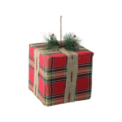 Northlight 8.5" Plaid Gift Box Present Christmas Ornament - Red/Brown