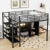 Streamdale Metal Loft Bed With table set and wardrobe, Full, Black - 2 of 4