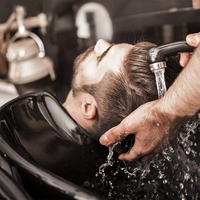 Modern Black Faux Leather Swivel Salon Chair with Chrome Frame