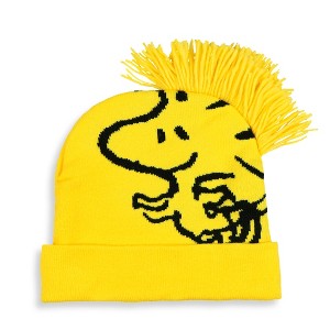 Peanuts Woodstock Beanie 3D Hair Character Cuffed Pom Beanie Hat Cap - 1 of 4