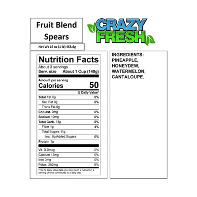 Crazy Fresh Four Fruit Blend Spears - 15oz