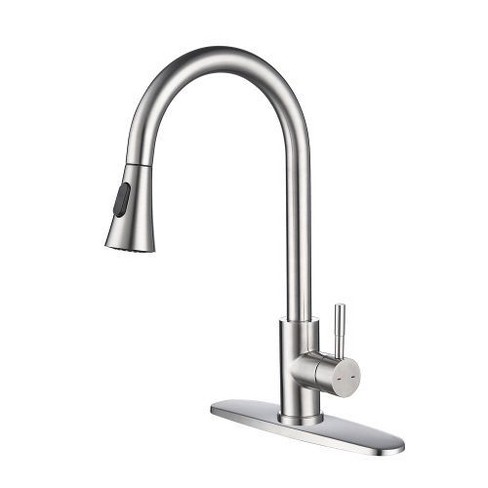 Silver Modern Kitchen Faucet with Detachable Spray Nozzle Elegant Kitchen Sink Faucet Featuring a Pull-Out Sprayer - image 1 of 4